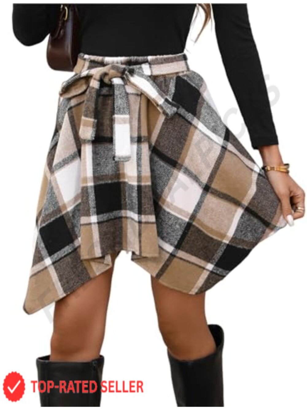ZAFUL Plaid Mini Skirt High Waist A-Line Flared Fall Winter